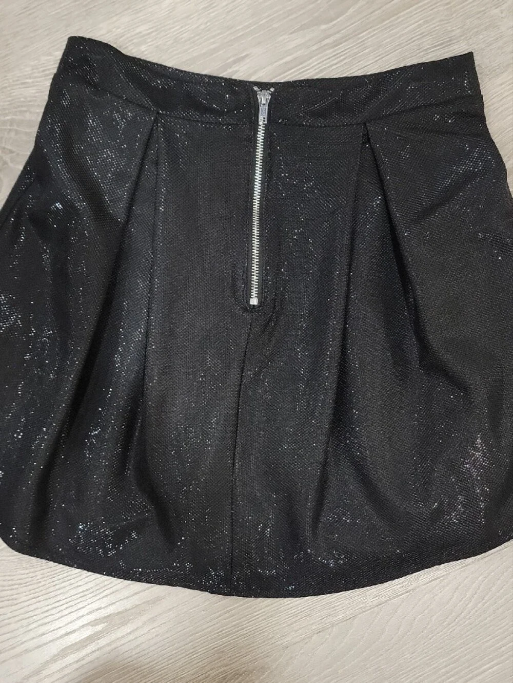 Charlotte Russe Black Glitter Pleated Mini Skirt